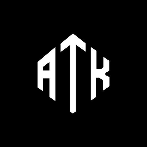 Diseño del logotipo de la letra ATK con forma de polígono ATK diseño del logotipo en forma de póligono y cubo ATK hexágono modelo de logotipo vectorial colores blanco y negro ATK monograma logotipo de negocios e inmobiliario