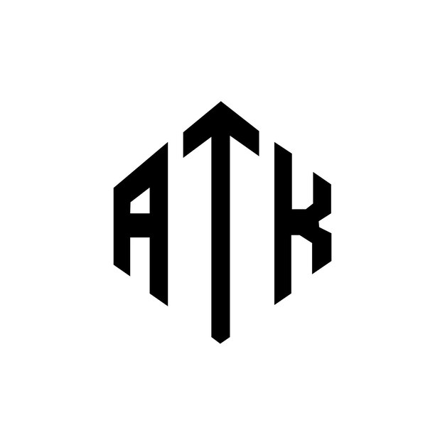 Diseño del logotipo de la letra ATK con forma de polígono ATK diseño del logotipo en forma de póligono y cubo ATK hexágono modelo de logotipo vectorial colores blanco y negro ATK monograma logotipo de negocios e inmobiliario