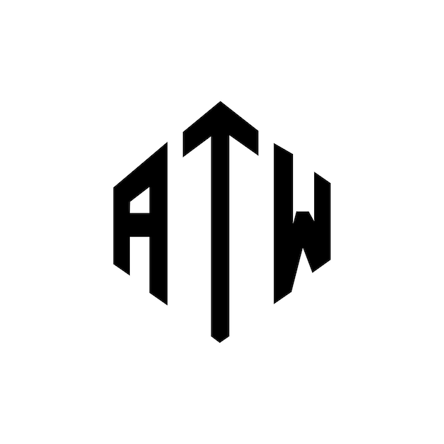 Diseño del logotipo de la letra ATW con forma de polígono ATW diseño del logotipo en forma de póligono y cubo ATW hexágono modelo de logotipo vectorial colores blanco y negro ATW monograma de negocios y logotipo inmobiliario