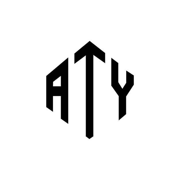 Diseño del logotipo de la letra ATY con forma de polígono ATY diseño del logotipo en forma de póligono y cubo ATY hexágono plantilla del logotipo vectorial colores blanco y negro ATY monograma logotipo de negocios e inmobiliario