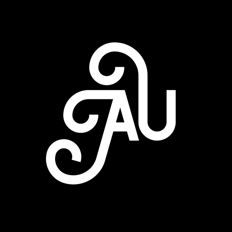 Vector diseño de logotipo de letra au en fondo negro au iniciales creativas logotipo de carta concepto au diseño de letra au diseño de letra blanca en fondo negro a u a u logotipo