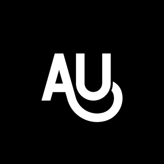 Diseño de logotipo de letra AU en fondo negro AU iniciales creativas logotipo de carta concepto au diseño de letra AU diseño de letra blanca en fondo negro A U a u logotipo