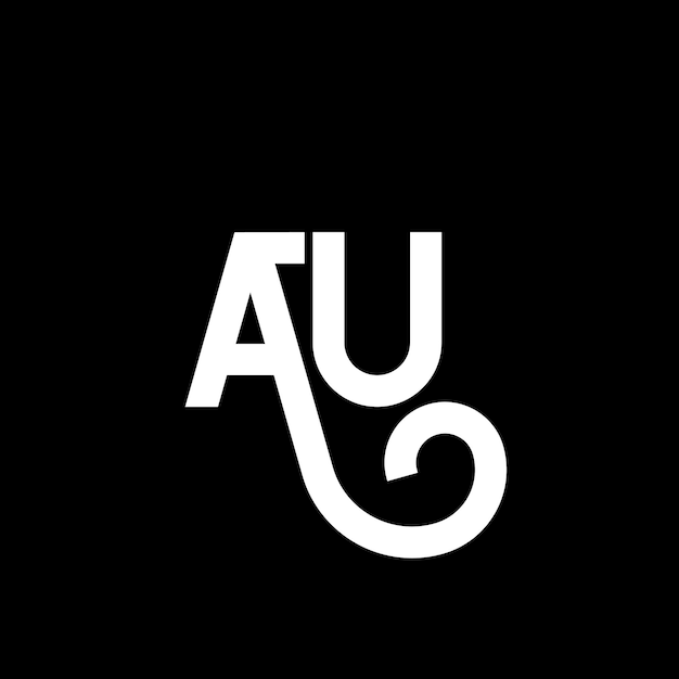 Vector diseño de logotipo de letra au en fondo negro au iniciales creativas logotipo de carta concepto au diseño de letra au diseño de letra blanca en fondo negro a u a u logotipo