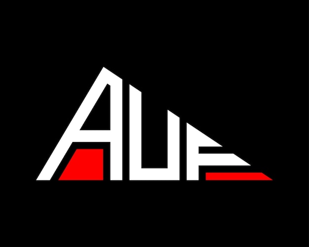 Diseño del logotipo de la letra AUF en forma de triángulo