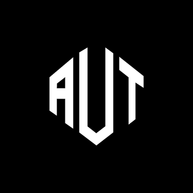 Diseño de logotipo de letra AUT con forma de polígono AUT diseño de logotipo en forma de póligono y cubo AUT plantilla de logotipo vectorial hexágono colores blanco y negro AUT monograma de negocios y logotipo inmobiliario