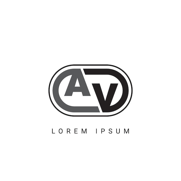 Diseño del logotipo de la letra AV o VA con un diseño inicial de la letra de corte creativo