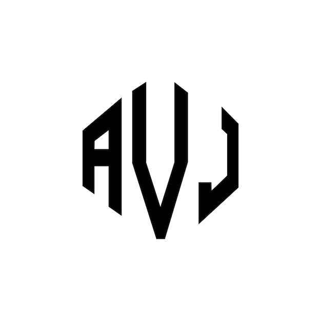 Diseño de logotipo de letra AVJ con forma de polígono AVJ poligono y forma de cubo diseño de logotipo AVJ hexágono patrón de logotipo vectorial colores blanco y negro AVJ monograma negocio y logotipo de bienes raíces