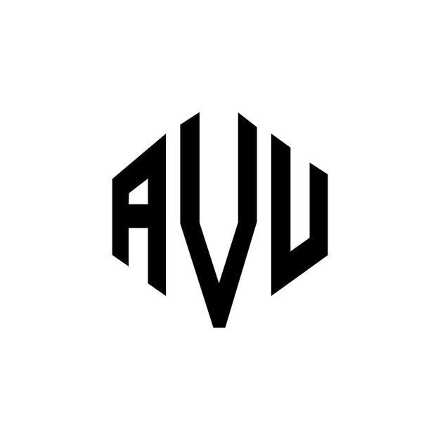 Diseño del logotipo de la letra AVU con forma de polígono diseño del logotipo del polígono y la forma del cubo diseño del logotipio del vector hexágono de AVU colores blanco y negro monograma de AVU logotipo de negocios e inmobiliario