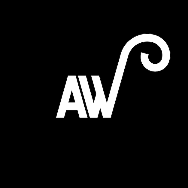 Vector el diseño del logotipo de la letra aw en fondo negro aw iniciales creativas concepto de la letra logotipo aw diseño de la carta aw diseño de las letras blancas en fondo negro a w a w logotipo