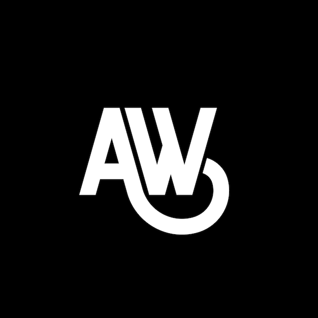 El diseño del logotipo de la letra AW en fondo negro AW iniciales creativas concepto de la letra logotipo AW diseño de la carta AW diseño de las letras blancas en fondo negro A W a w logotipo