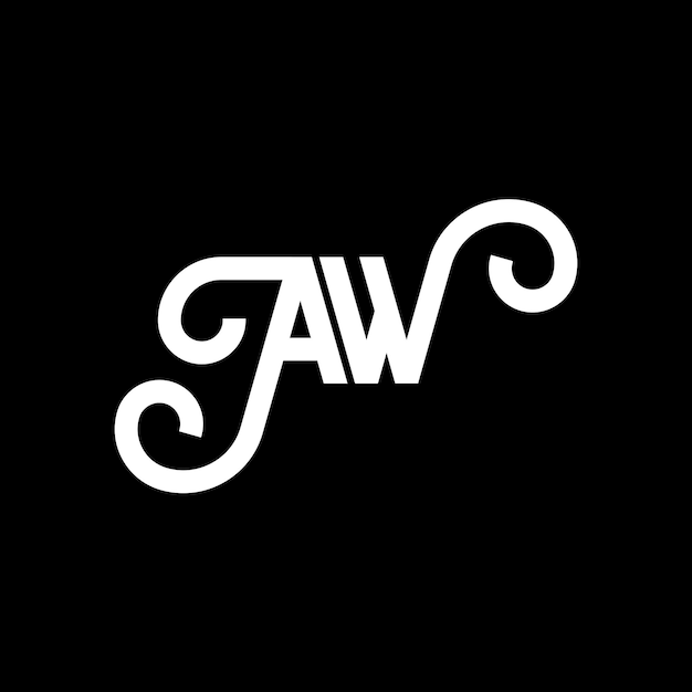 El diseño del logotipo de la letra AW en fondo negro AW iniciales creativas concepto de la letra logotipo AW diseño de la carta AW diseño de las letras blancas en fondo negro A W a w logotipo