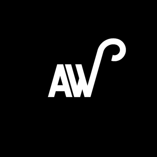 El diseño del logotipo de la letra AW en fondo negro AW iniciales creativas concepto de la letra logotipo AW diseño de la carta AW diseño de las letras blancas en fondo negro A W a w logotipo