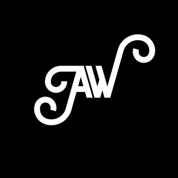 El diseño del logotipo de la letra AW en fondo negro AW iniciales creativas concepto de la letra logotipo AW diseño de la carta AW diseño de las letras blancas en fondo negro A W a w logotipo