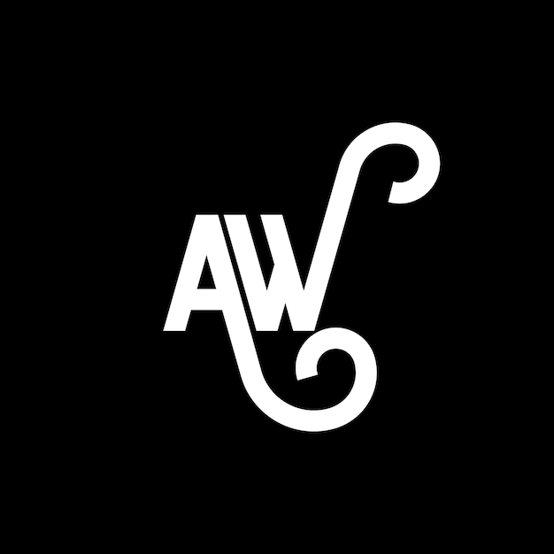 El diseño del logotipo de la letra AW en fondo negro AW iniciales creativas concepto de la letra logotipo AW diseño de la carta AW diseño de las letras blancas en fondo negro A W a w logotipo