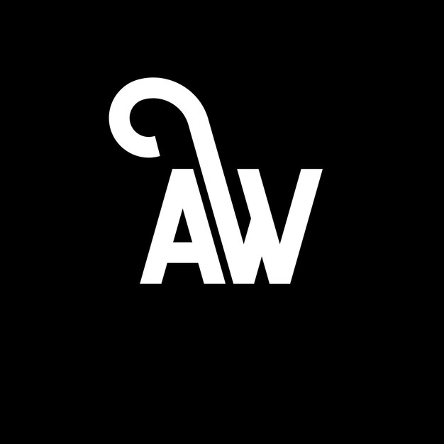 El diseño del logotipo de la letra AW en fondo negro AW iniciales creativas concepto de la letra logotipo AW diseño de la carta AW diseño de las letras blancas en fondo negro A W a w logotipo