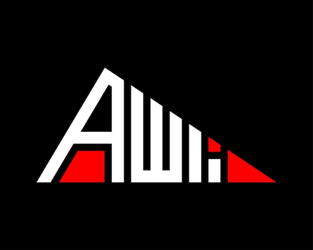 Diseño del logotipo de la letra AWI de forma triangular