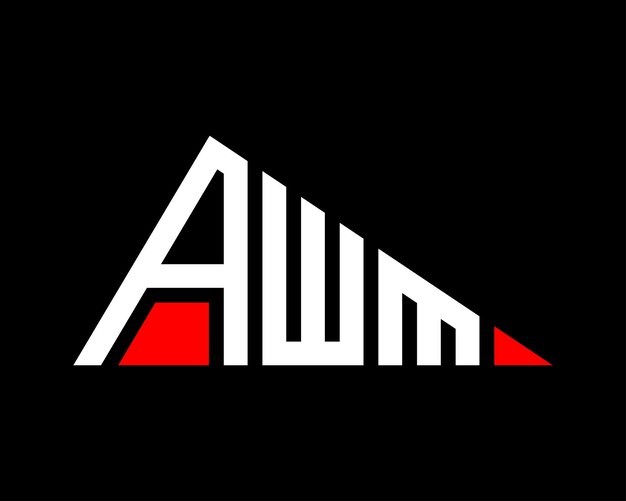 Vector diseño del logotipo de la letra awm de forma triangular