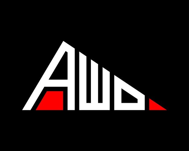 Diseño del logotipo de la letra AWO de forma triangular