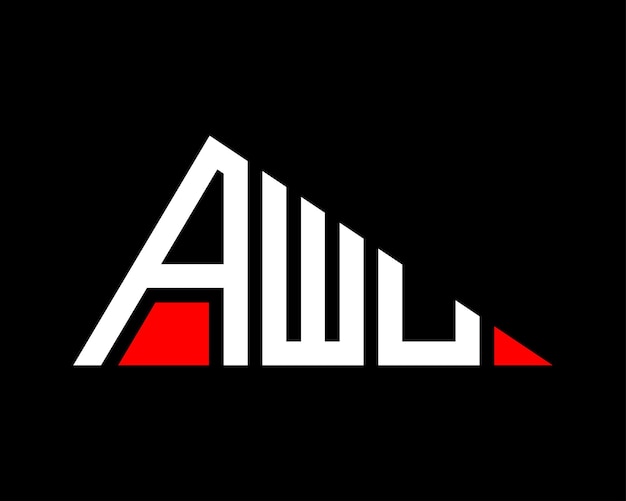 Diseño del logotipo de la letra AWU en forma de triángulo