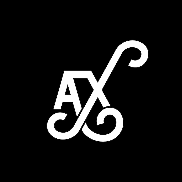 Diseño del logotipo de la letra AX en fondo negro AX iniciales creativas concepto del logotipio de la letra ax diseño de la carta AX diseño de la letra blanca en fondo negro logotipo A X a x