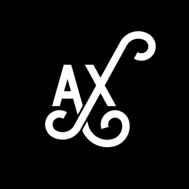 Diseño del logotipo de la letra AX en fondo negro AX iniciales creativas concepto del logotipio de la letra ax diseño de la carta AX diseño de la letra blanca en fondo negro logotipo A X a x