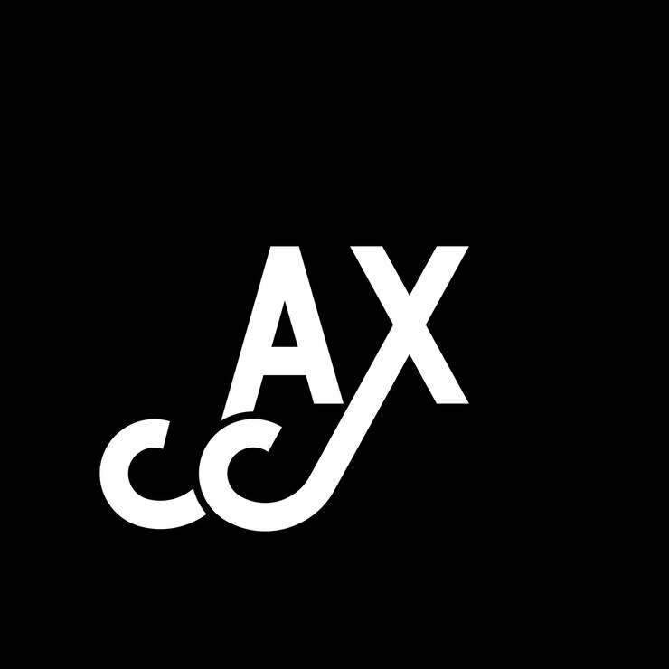 Vector diseño del logotipo de la letra ax en fondo negro ax iniciales creativas concepto del logotipio de la letra ax diseño de la carta ax diseño de la letra blanca en fondo negro logotipo a x a x