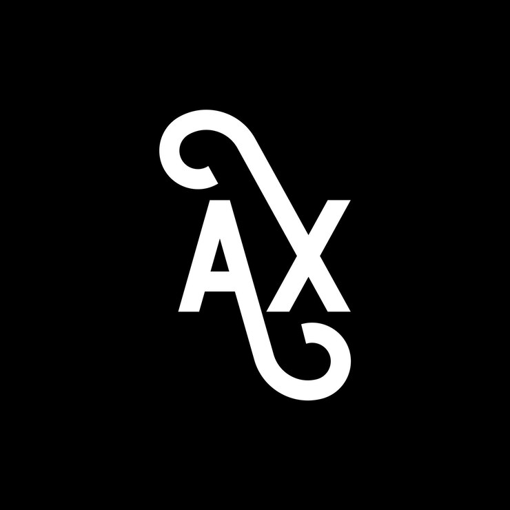Vector diseño del logotipo de la letra ax en fondo negro ax iniciales creativas concepto del logotipio de la letra ax diseño de la carta ax diseño de la letra blanca en fondo negro logotipo a x a x