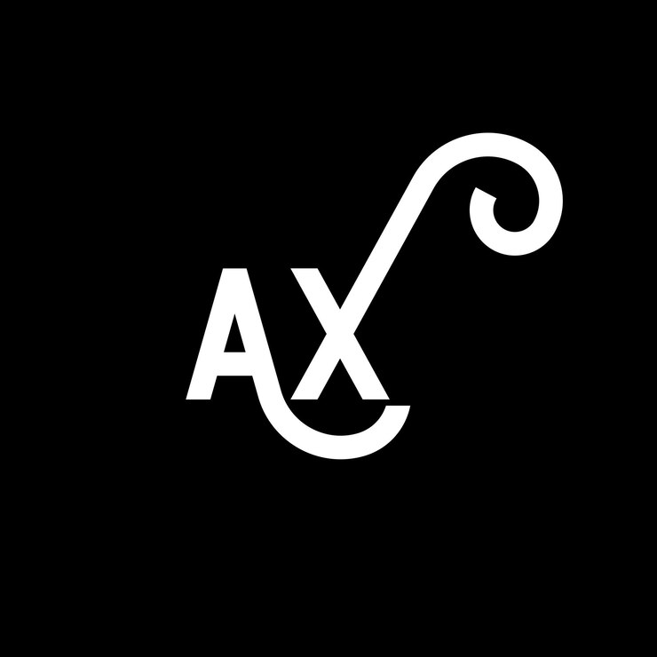 Vector diseño del logotipo de la letra ax en fondo negro ax iniciales creativas concepto del logotipio de la letra ax diseño de la carta ax diseño de la letra blanca en fondo negro logotipo a x a x