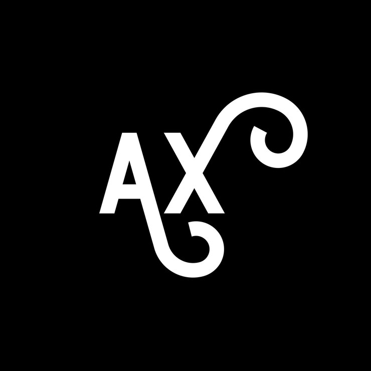 Vector diseño del logotipo de la letra ax en fondo negro ax iniciales creativas concepto del logotipio de la letra ax diseño de la carta ax diseño de la letra blanca en fondo negro logotipo a x a x