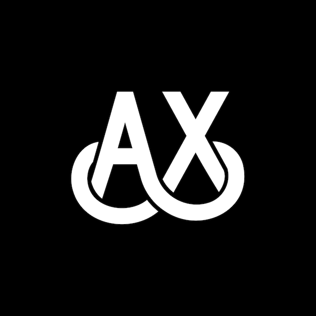 Diseño del logotipo de la letra AX en fondo negro AX iniciales creativas concepto del logotipio de la letra ax diseño de la carta AX diseño de la letra blanca en fondo negro logotipo A X a x