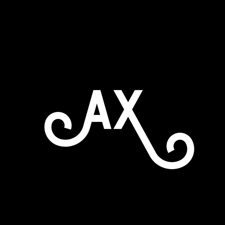 Vector diseño del logotipo de la letra ax en fondo negro ax iniciales creativas concepto del logotipio de la letra ax diseño de la carta ax diseño de la letra blanca en fondo negro logotipo a x a x
