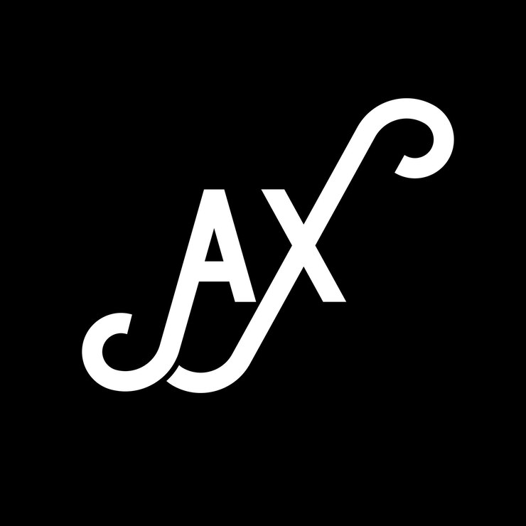 Vector diseño del logotipo de la letra ax en fondo negro ax iniciales creativas concepto del logotipio de la letra ax diseño de la carta ax diseño de la letra blanca en fondo negro logotipo a x a x