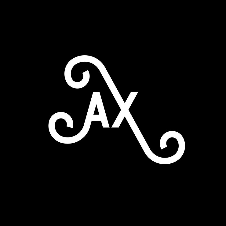 Vector diseño del logotipo de la letra ax en fondo negro ax iniciales creativas concepto del logotipio de la letra ax diseño de la carta ax diseño de la letra blanca en fondo negro logotipo a x a x