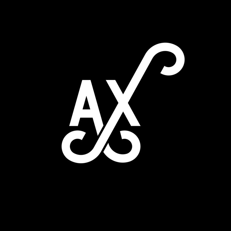 Vector diseño del logotipo de la letra ax en fondo negro ax iniciales creativas concepto del logotipio de la letra ax diseño de la carta ax diseño de la letra blanca en fondo negro logotipo a x a x