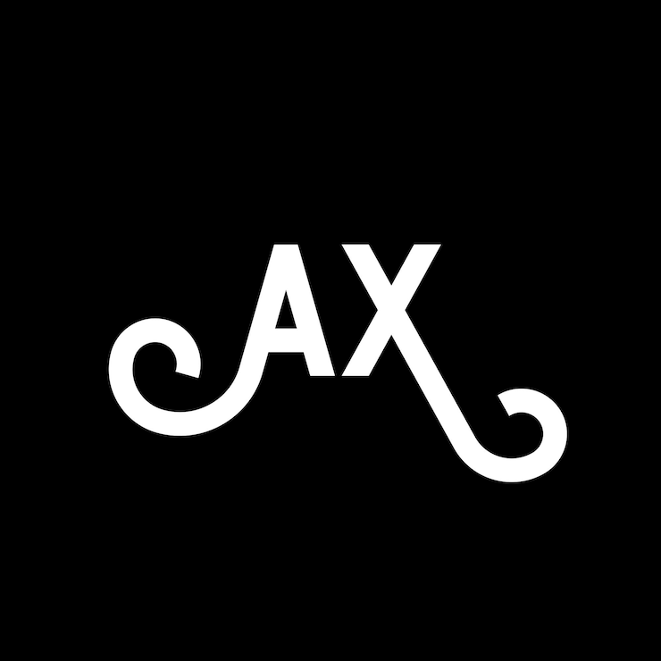Vector diseño del logotipo de la letra ax en fondo negro ax iniciales creativas concepto del logotipio de la letra ax diseño de la carta ax diseño de la letra blanca en fondo negro logotipo a x a x