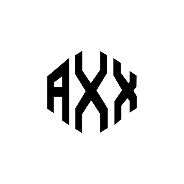 Diseño de logotipo de letra AXX con forma de polígono AXX polígono y forma de cubo diseño de logotipo AXX hexágono patrón de logotipo vectorial colores blanco y negro AXX monograma logotipo de negocios e inmobiliario
