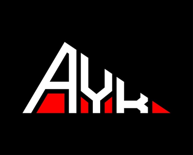Diseño del logotipo de la letra AYK de forma triangular