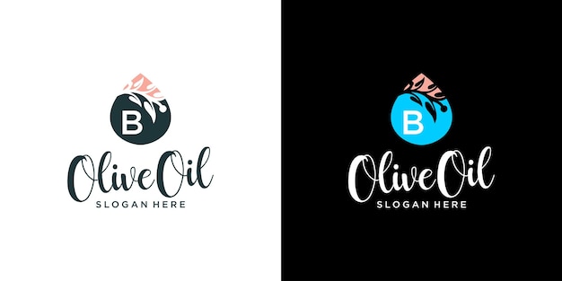 Diseño de logotipo letra b aceite de oliva