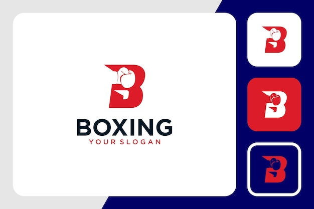 Diseño de logotipo de letra b con boxeo