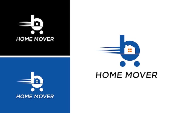 diseño de logotipo de letra B home con plantilla de vector de concepto de casa móvil