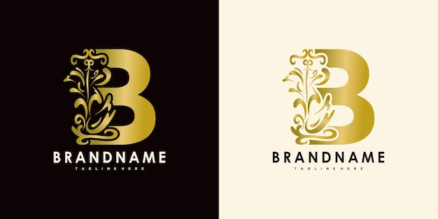 Vector diseño de logotipo de letra b con icono creativo vector premium de agua dorada