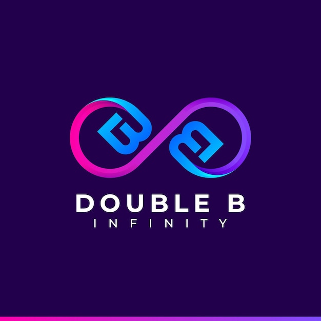 Diseño del logotipo de la letra B Infinity y símbolo de color degradado azul púrpura para la marca de la empresa comercial