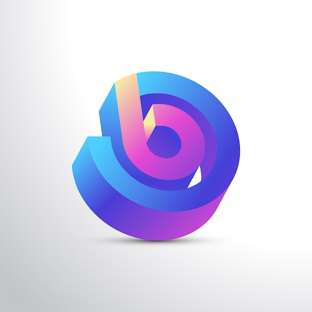 Diseño de logotipo letra B moderno y colorido 3D. Logotipo o icono de la letra inicial B y O con concepto de degradado vibrante