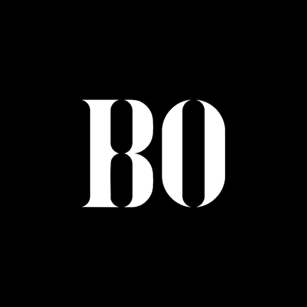 El diseño del logotipo de la letra B O La letra inicial B O el logotipo del monograma en mayúscula color blanco el logotipo de B O el diseño de B O B Ox9