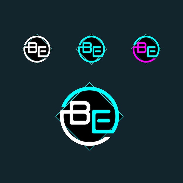 Diseño de logotipo de letra BE con círculo