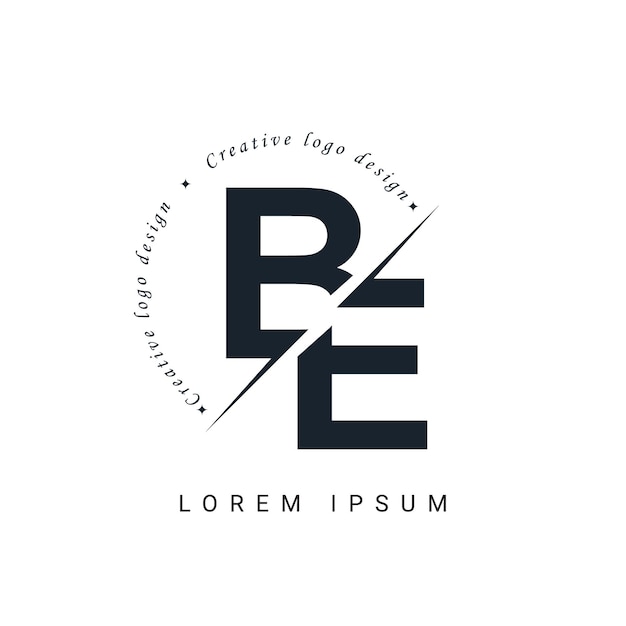 Diseño del logotipo de la letra BE con un corte creativo Diseño creativo del logotipo