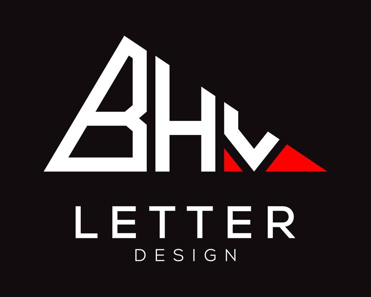 Vector diseño de logotipo de letra bhv en forma de triángulo