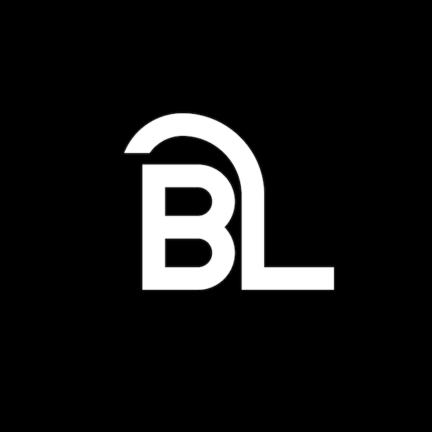 Diseño de logotipo de letra BL en fondo negro BL iniciales creativas concepto del logotipo de carta bl diseño de letra BL diseño de letra blanca en fondo negro B L b l logotipo