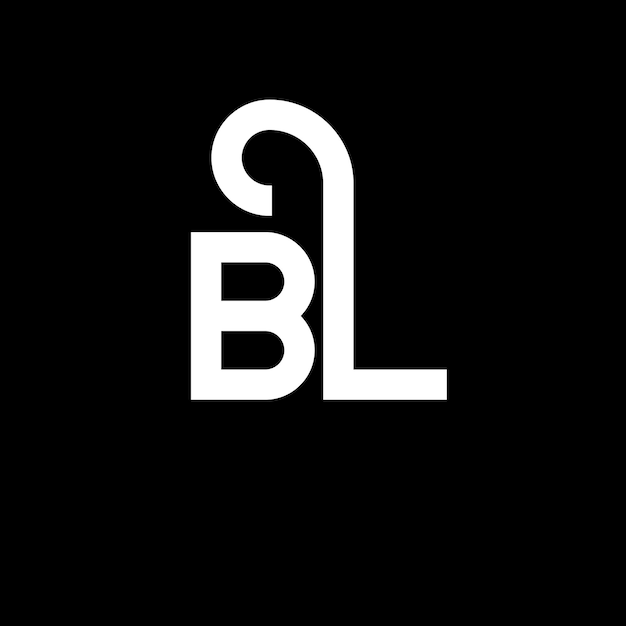 Diseño de logotipo de letra BL en fondo negro BL iniciales creativas concepto del logotipo de carta bl diseño de letra BL diseño de letra blanca en fondo negro B L b l logotipo