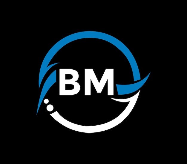 Diseño de logotipo de letra BM con forma de círculo Diseño de logotipo de forma de círculo y cubo BM Negocio de monograma BM